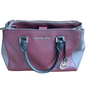MICHAEL KORS PURSE MAROON/GREY